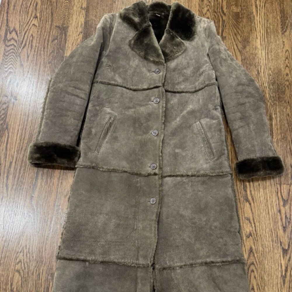 Vintage Brandon Thomas | Genuine Suede Leather Faux Fur Coat M